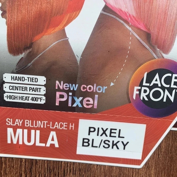 Blunt Bob Lace Front Wig Center Part Blonde, Blue Pixel - Picture 9 of 9